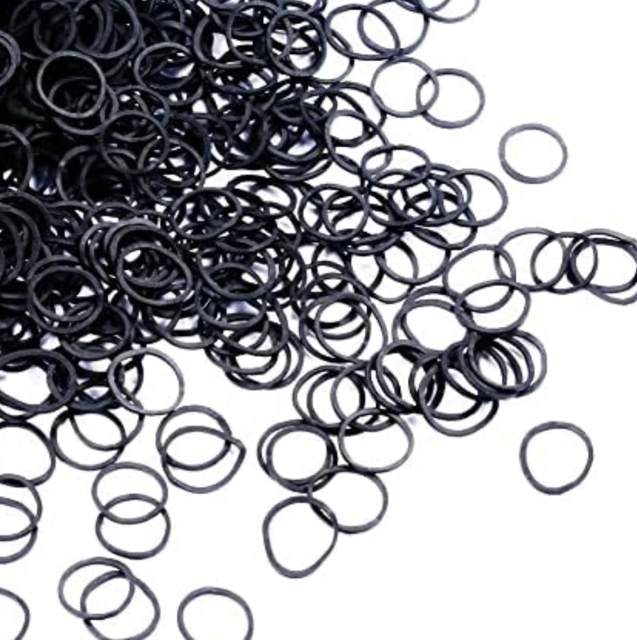 ANNIE RUBBER BANDS ASSORTED SIZES, 500 PIECE HAIR TIES, BLACK