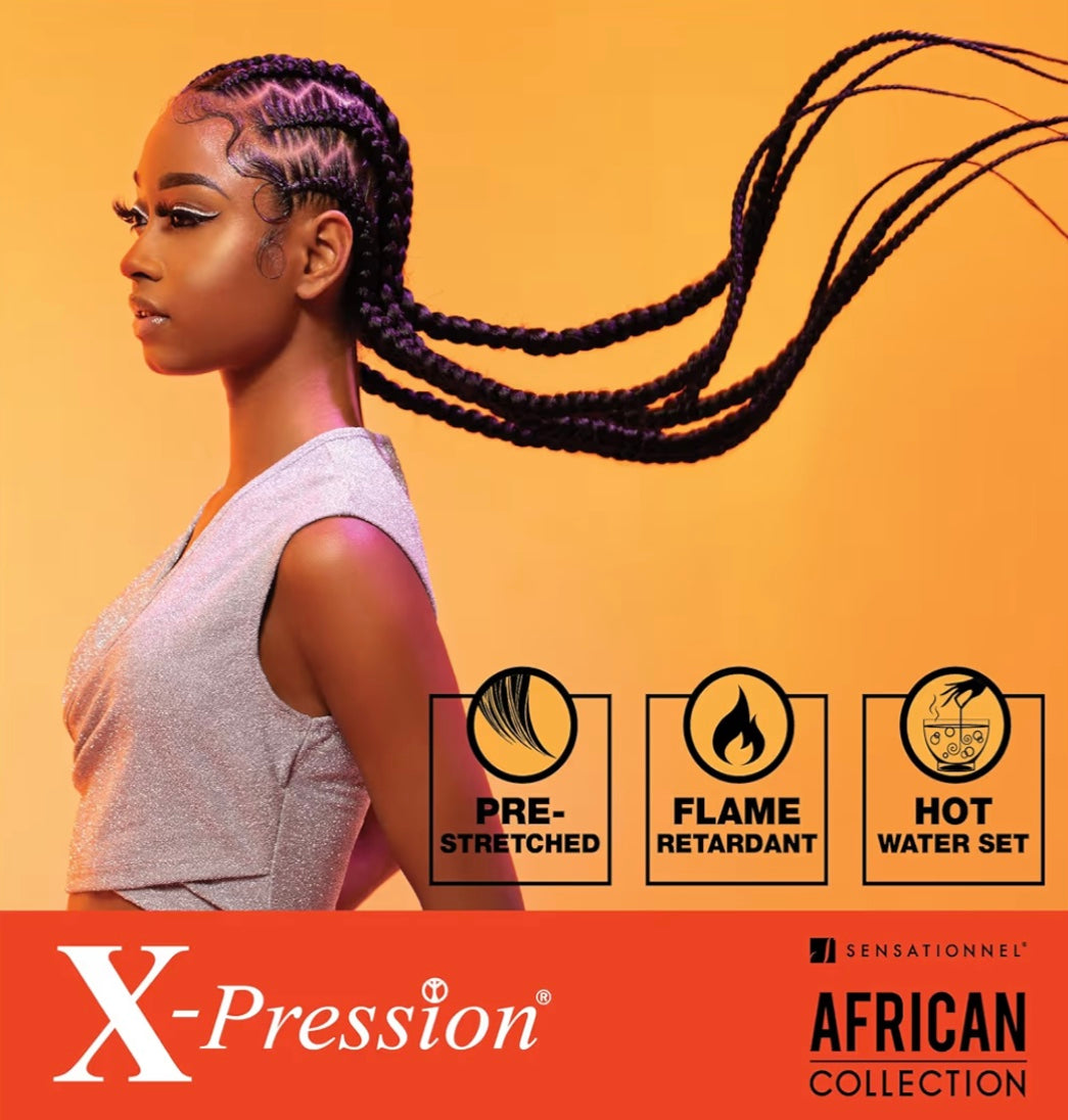 6x X-PRESSION PRE-STRETCHED BRAID 58″