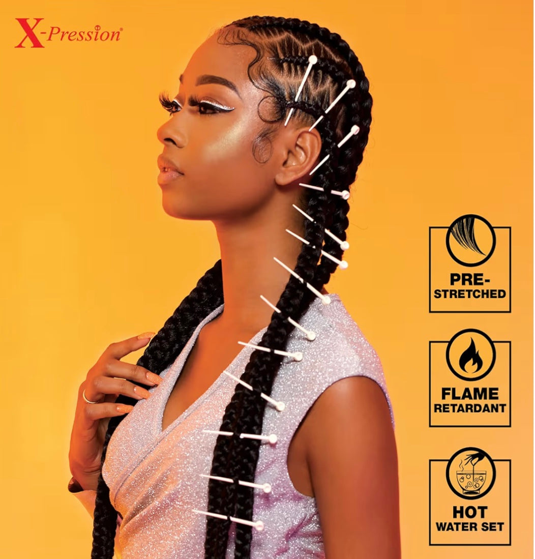 6x X-PRESSION PRE-STRETCHED BRAID 58″