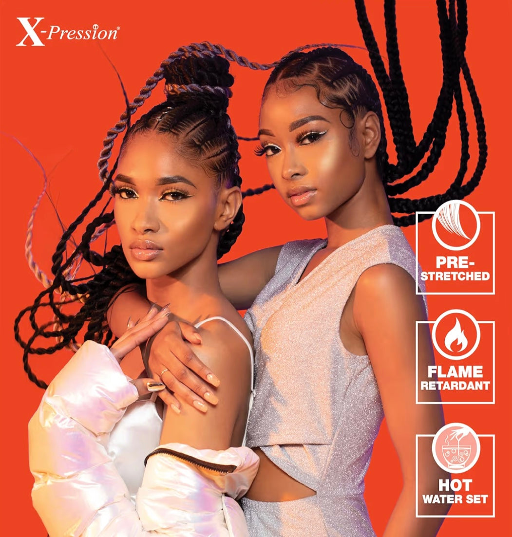 3x X-PRESSION PRE-STRETCHED BRAID 58″