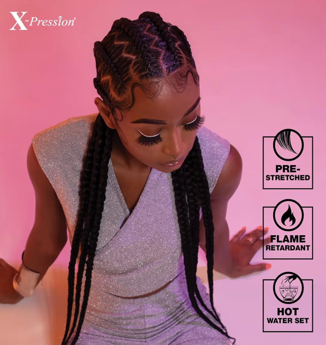 6x X-PRESSION PRE-STRETCHED BRAID 58″