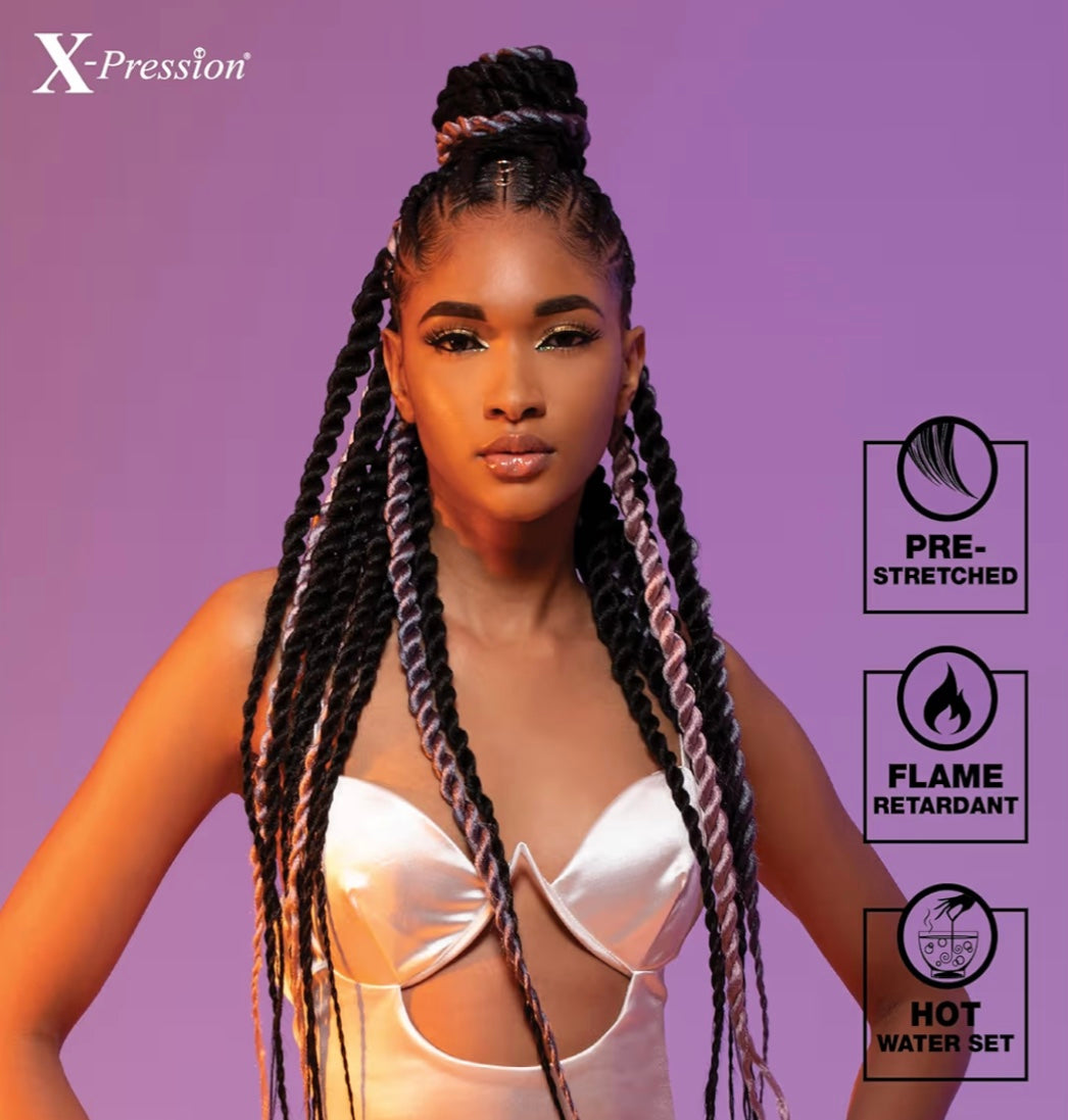 3x X-PRESSION PRE-STRETCHED BRAID 58″