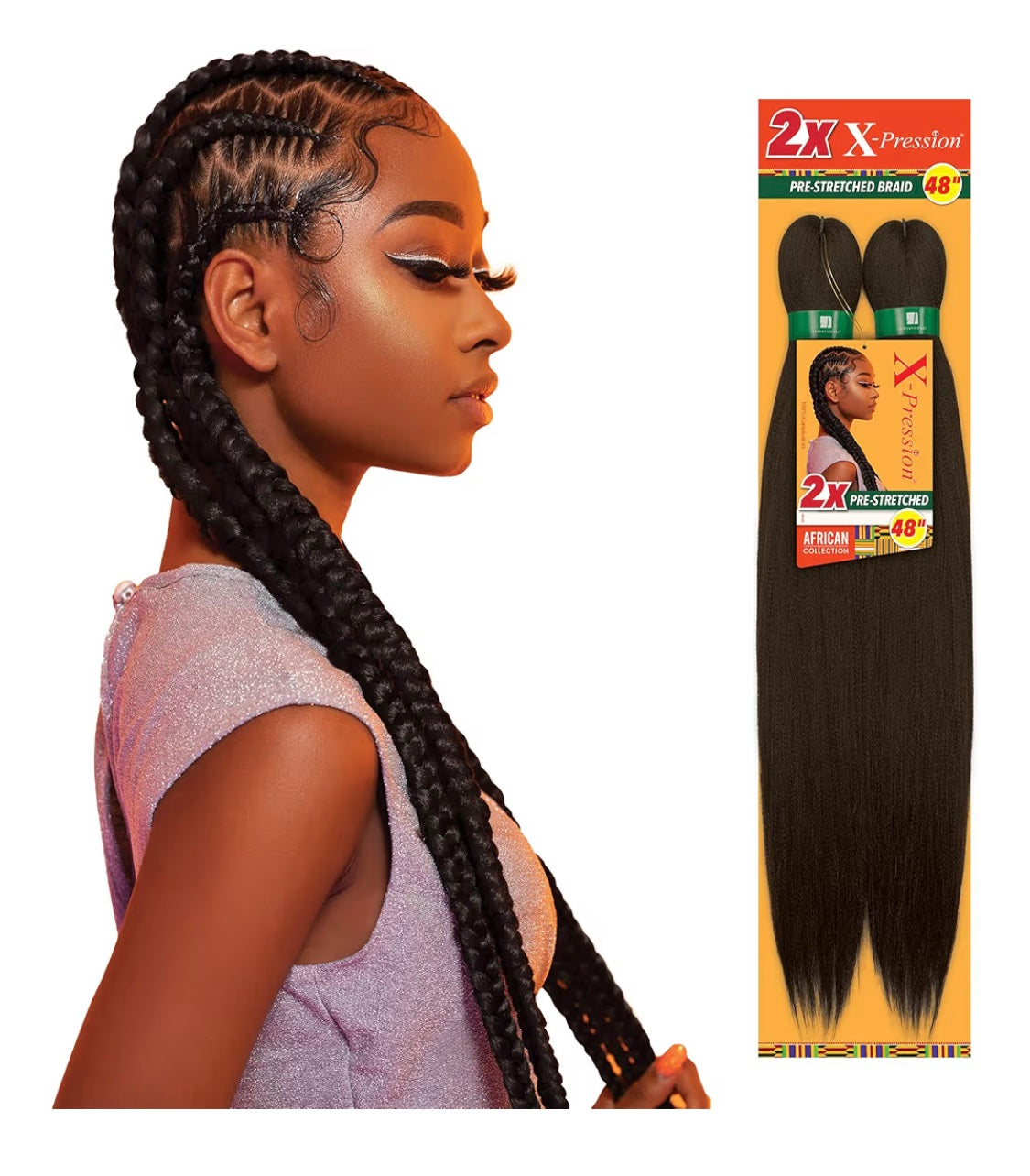 2x X-PRESSION PRE-STRETCHED BRAID 48"