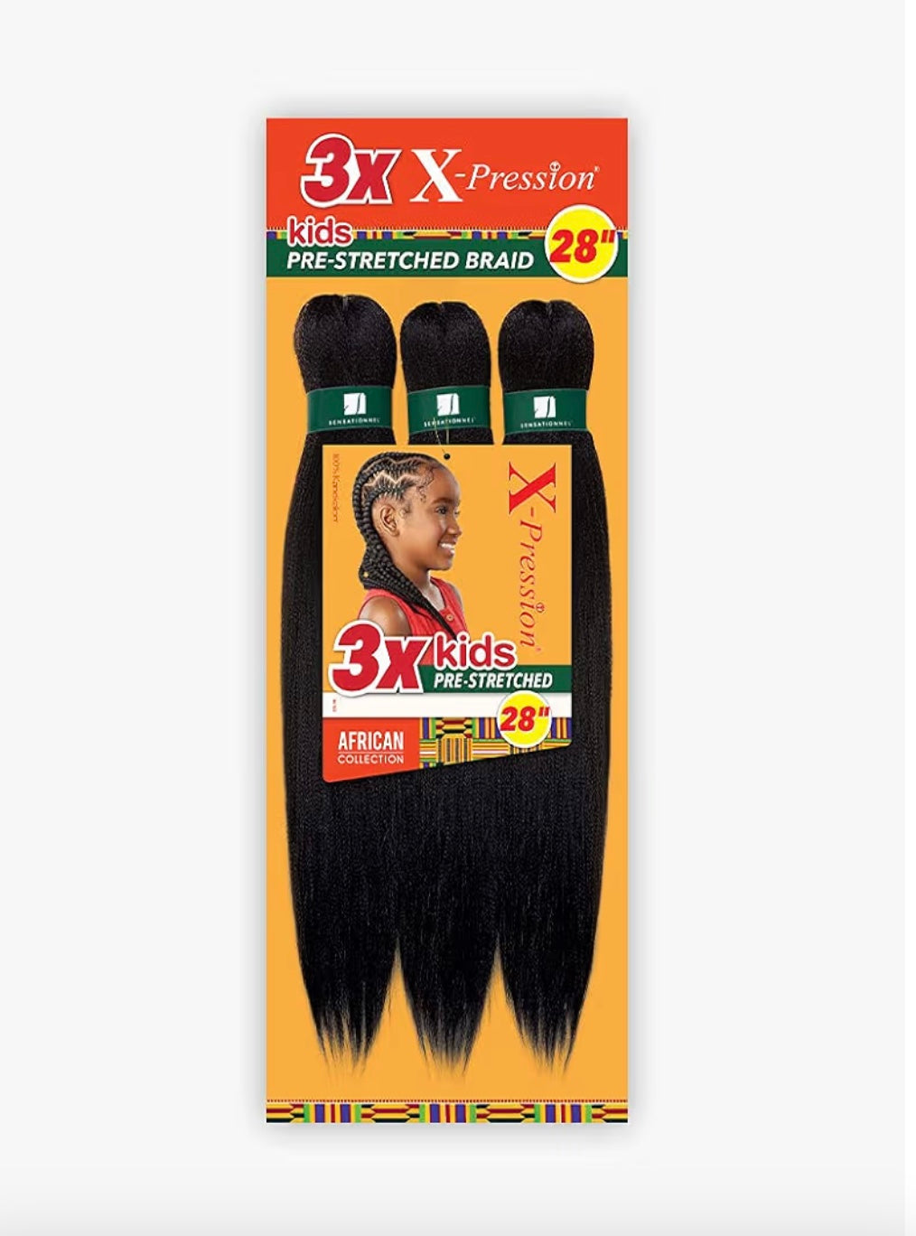 3x X-PRESSION PRE-STRETCHED BRAID 28"