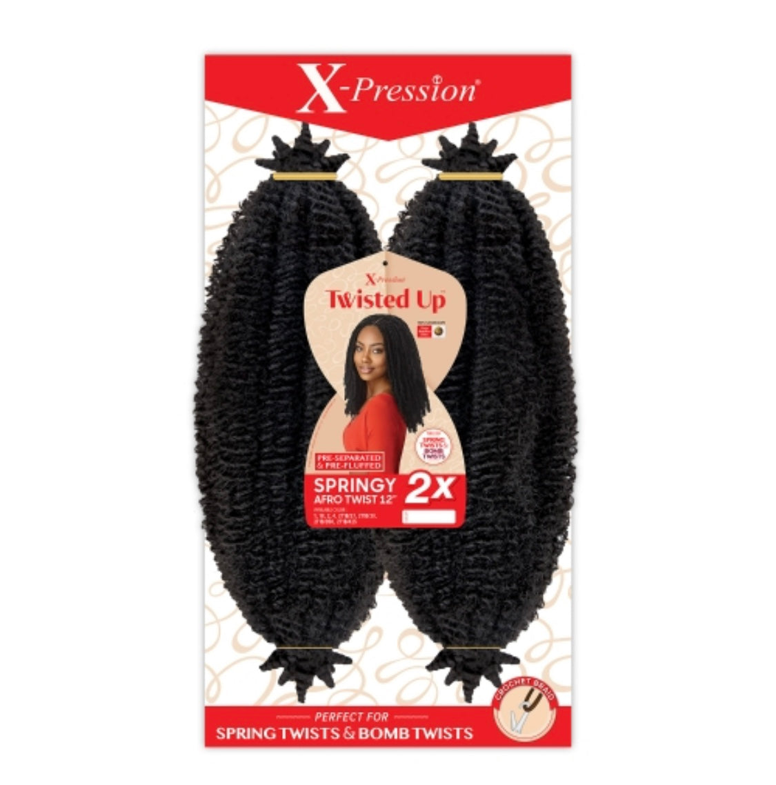 OUTRE BRAIDS CROCHET BRAIDS X-PRESSION TWISTED UP SPRING TWIST 12" COLOR #1B