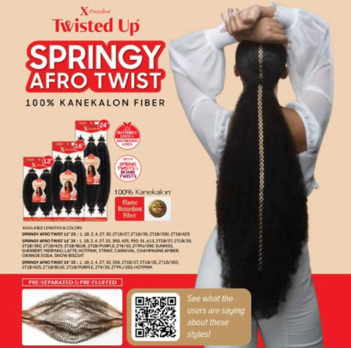 OUTRE BRAIDS CROCHET BRAIDS X-PRESSION TWISTED UP SPRING TWIST 12" COLOR #1B