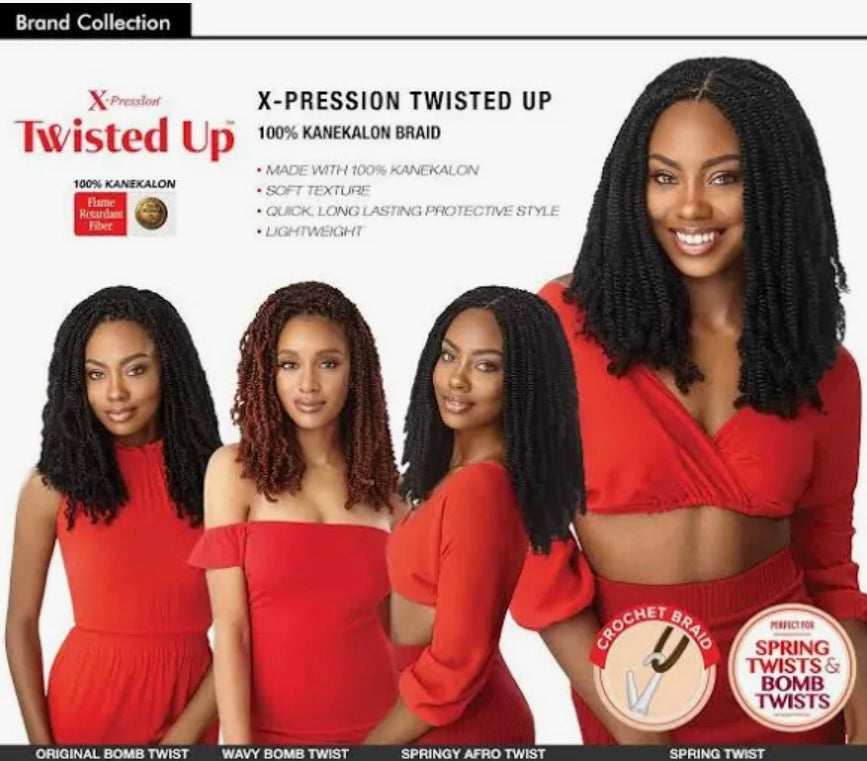 OUTRE BRAIDS CROCHET BRAIDS X-PRESSION TWISTED UP SPRING TWIST 12" COLOR #1B