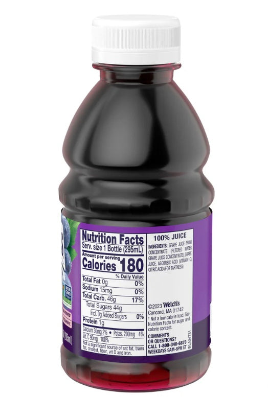WELCH'S 100% GRAPE JUICE, 10 Fl Oz