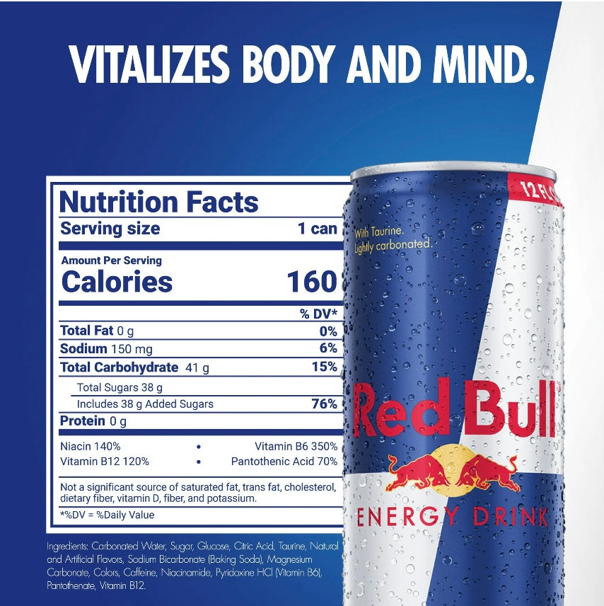 RED BULL ENERGY DRINK, 12 Fl Oz