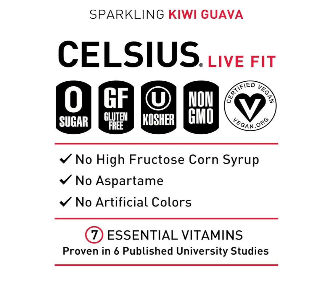 CELSIUS SPARKLING KIWI GUAVA ENERGY DRINK, 12 Fl Oz