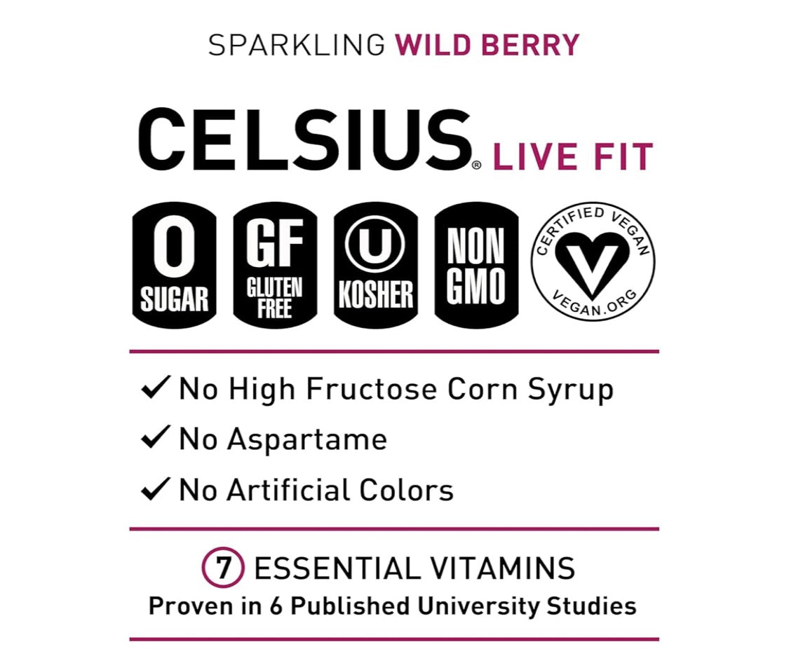 CELSIUS SPARKLING WILD BERRY ENERGY DRINK, 12 Fl Oz