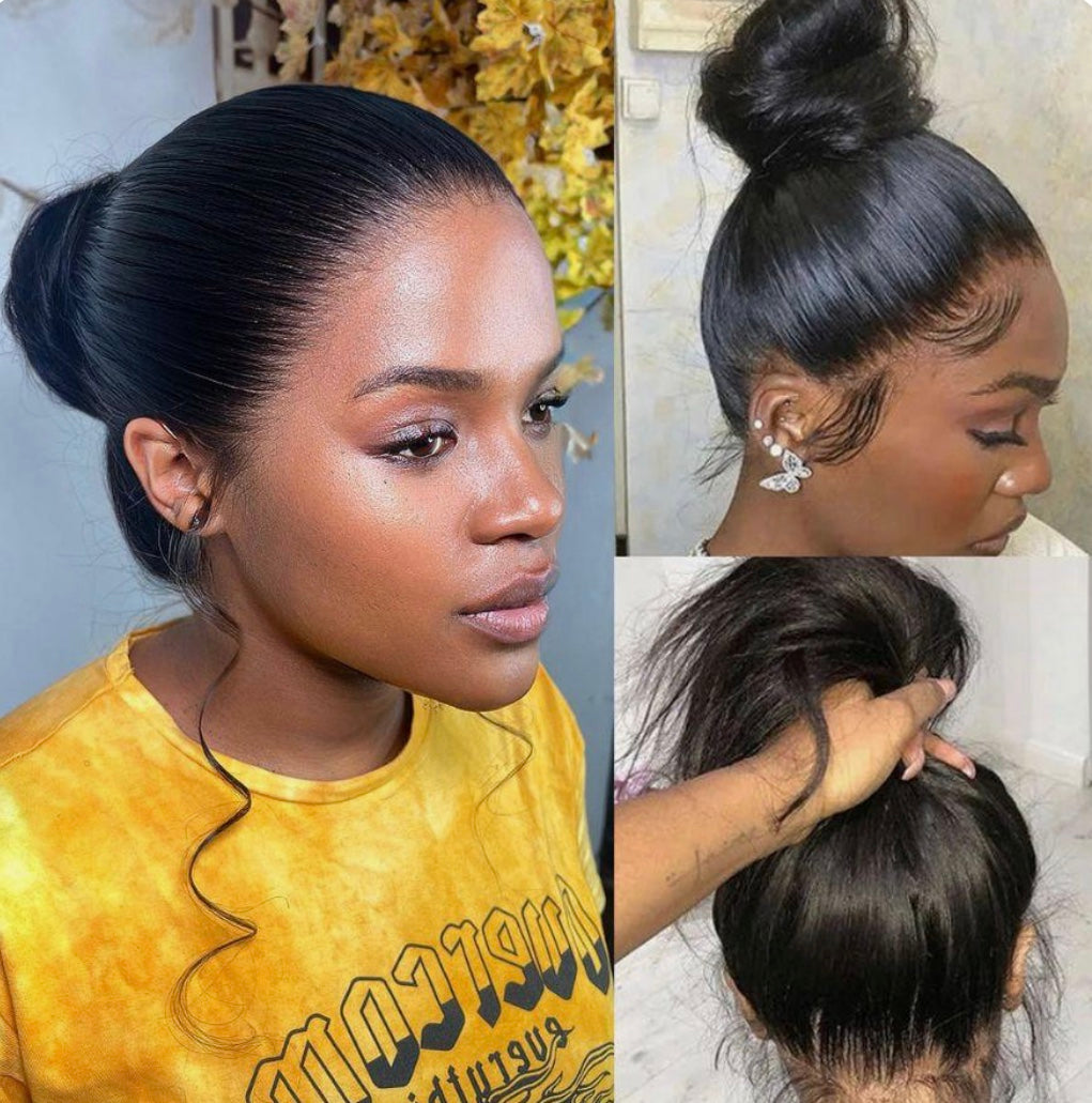 360 LACE WIG 100% VIRGIN HUMAN HAIR, STRAIGHT 32" (NATURAL BLACK)
