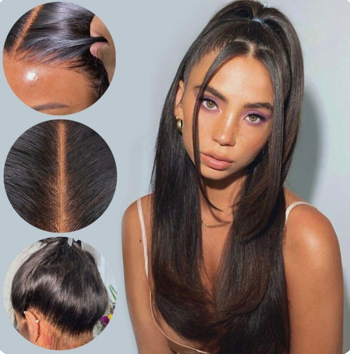 360 LACE WIG 100% VIRGIN HUMAN HAIR, STRAIGHT 32" (NATURAL BLACK)