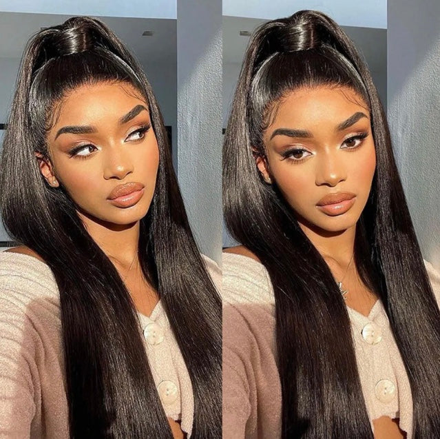 360 LACE WIG 100% VIRGIN HUMAN HAIR, STRAIGHT 32" (NATURAL BLACK)