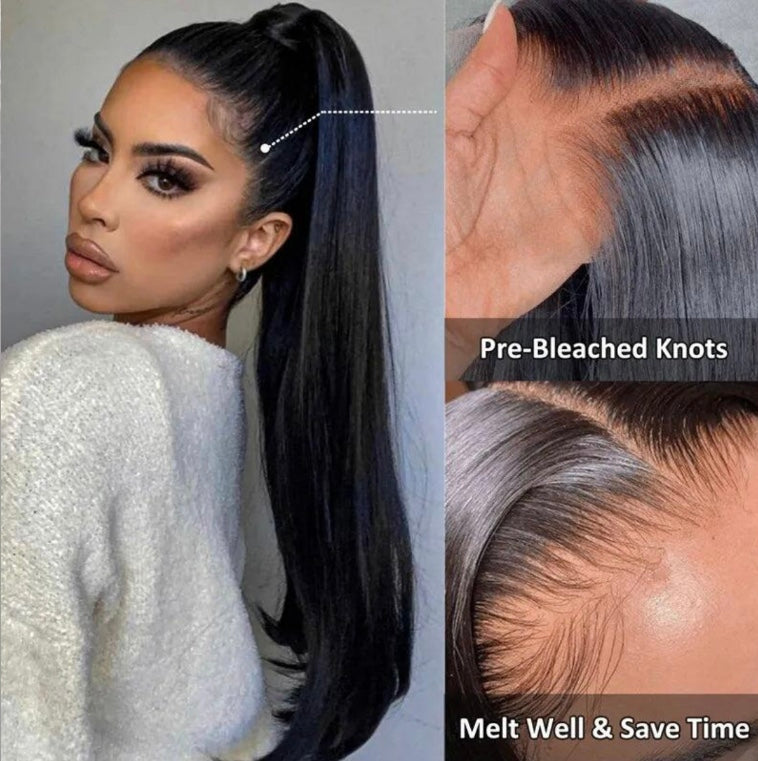 360 LACE WIG 100% VIRGIN HUMAN HAIR, STRAIGHT 32" (NATURAL BLACK)