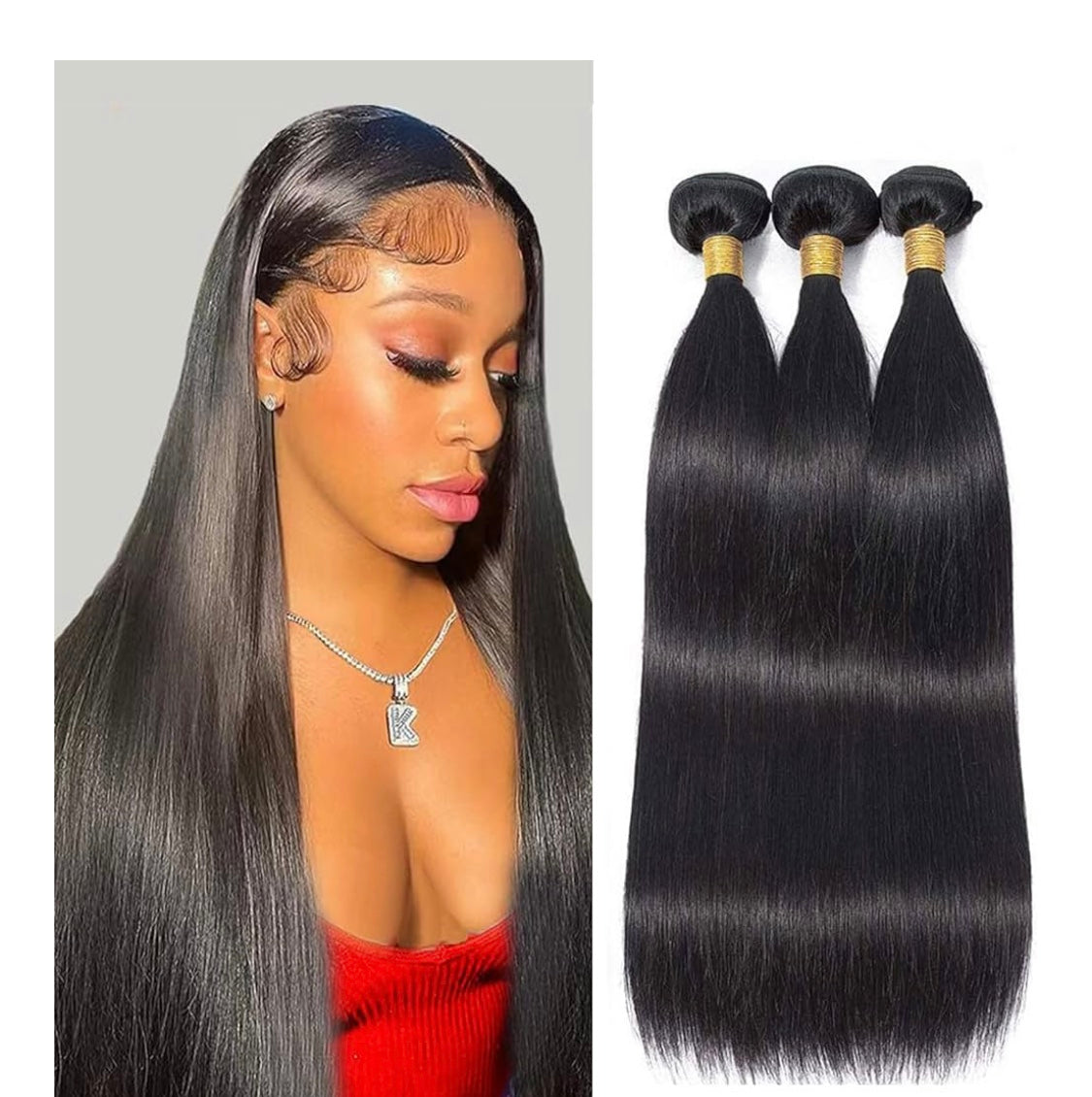 BRAZILIAN STRAIGHT UNPROCESSED 100% HUMAN HAIR VIRGIN REMY 12" 14" 16"