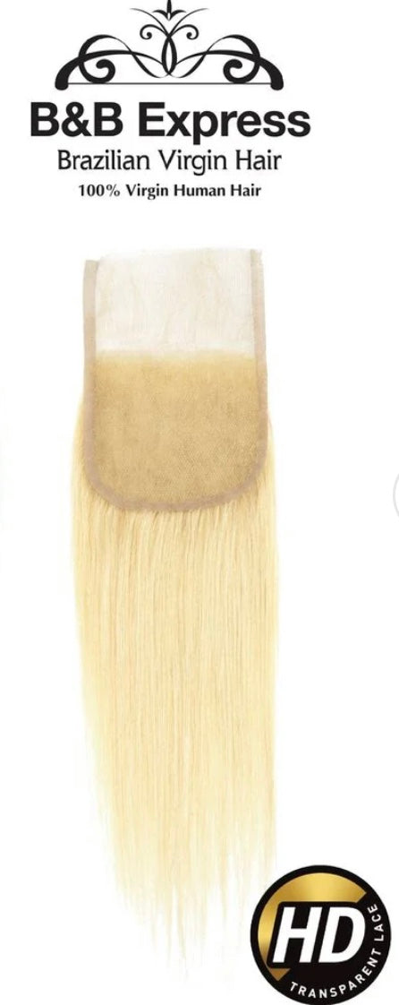 B&B EXPRESS GOLD 100% BRAZILIAN STRAIGHT VIRGIN HUMAN HAIR COLOR 613, 12" (4x4)