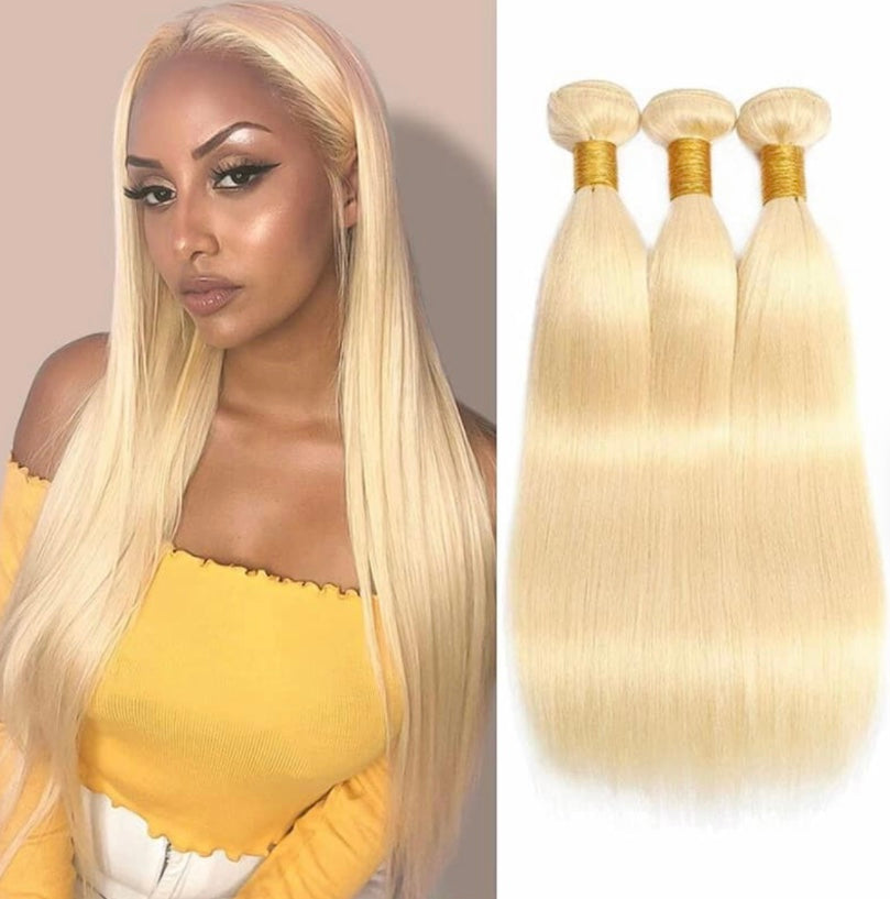 B&B EXPRESS GOLD 100% BRAZILIAN STRAIGHT VIRGIN HUMAN HAIR COLOR 613, 18" 16" 14"