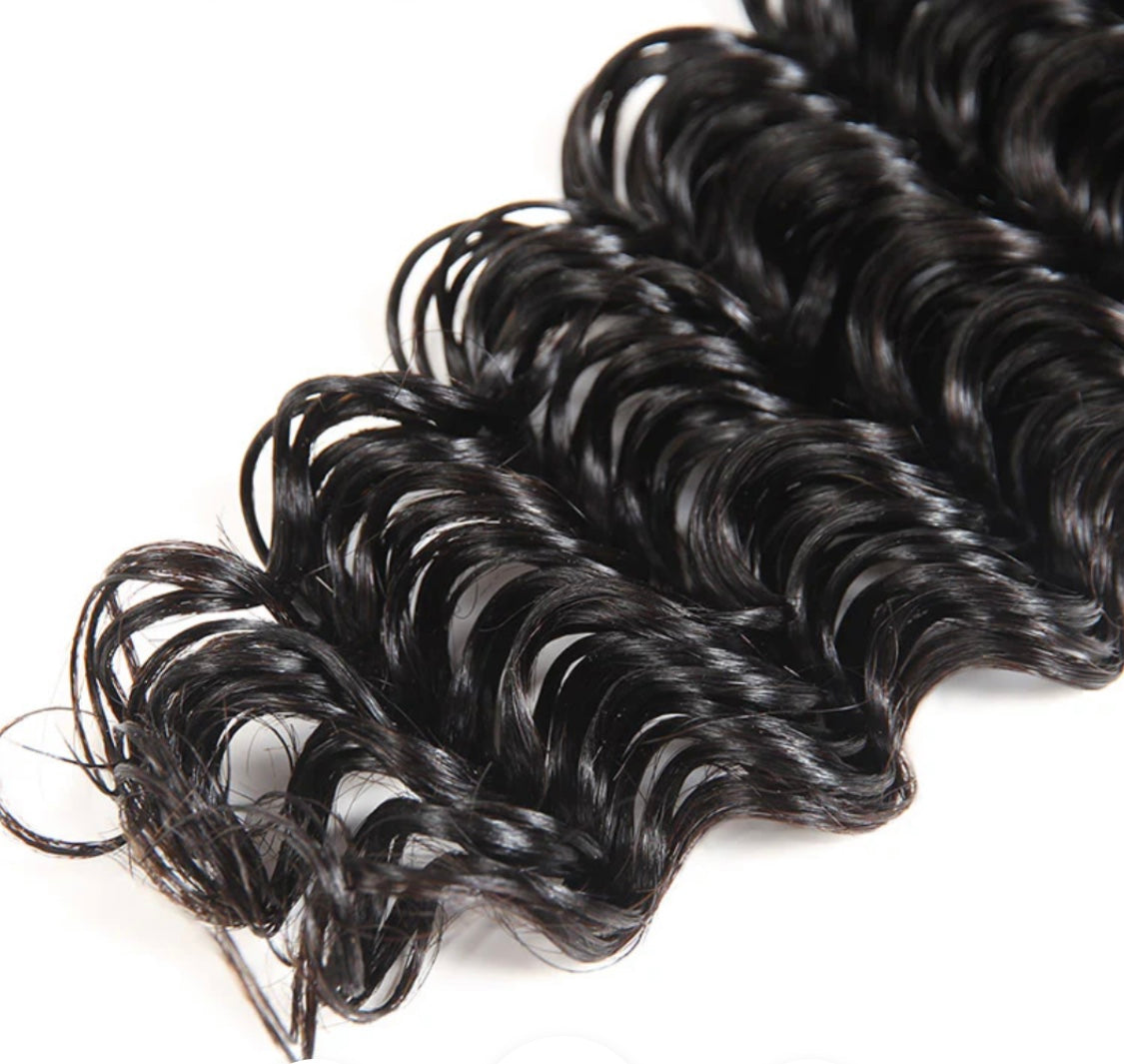 LACE CLOSURE + BUNDLE DEAL, BODY WAVE 16" 18" 20", 4"x 4" HD LACE CLOSURE, COLOR (NATURAL)