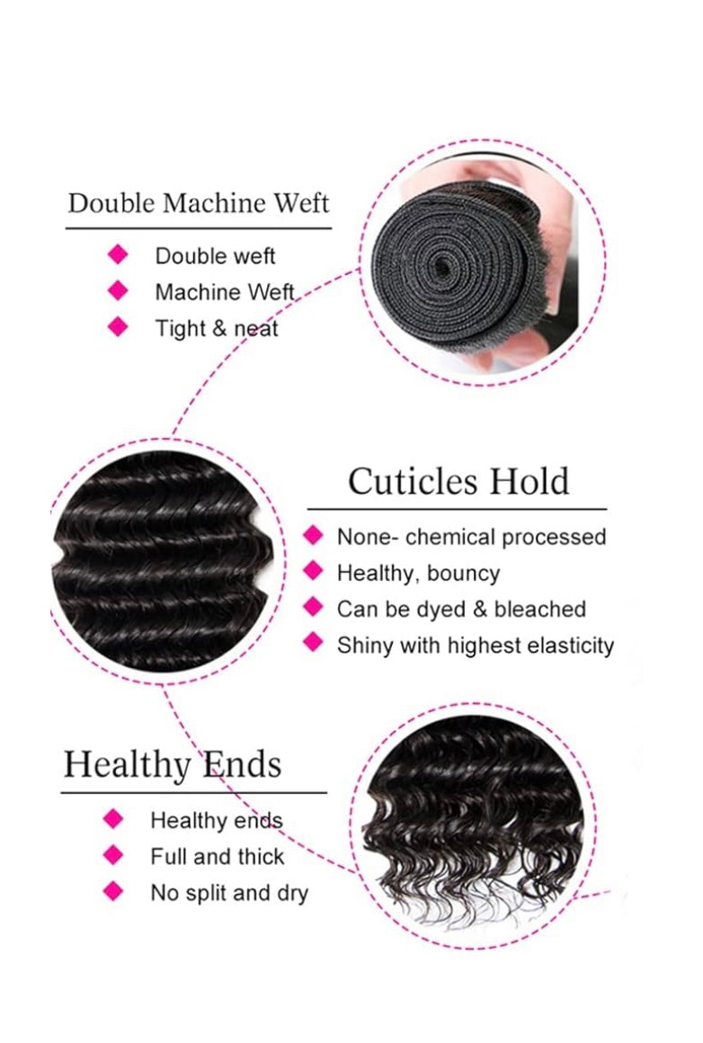LACE CLOSURE + BUNDLE DEAL, BODY WAVE 16" 18" 20", 4"x 4" HD LACE CLOSURE, COLOR (NATURAL)