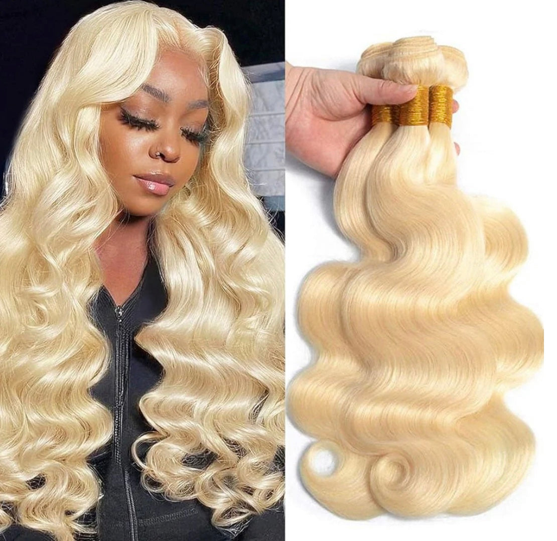 B&B EXPRESS GOLD 100% BRAZILIAN BODY WAVE VIRGIN HUMAN HAIR COLOR 613, 20" 18" 16"