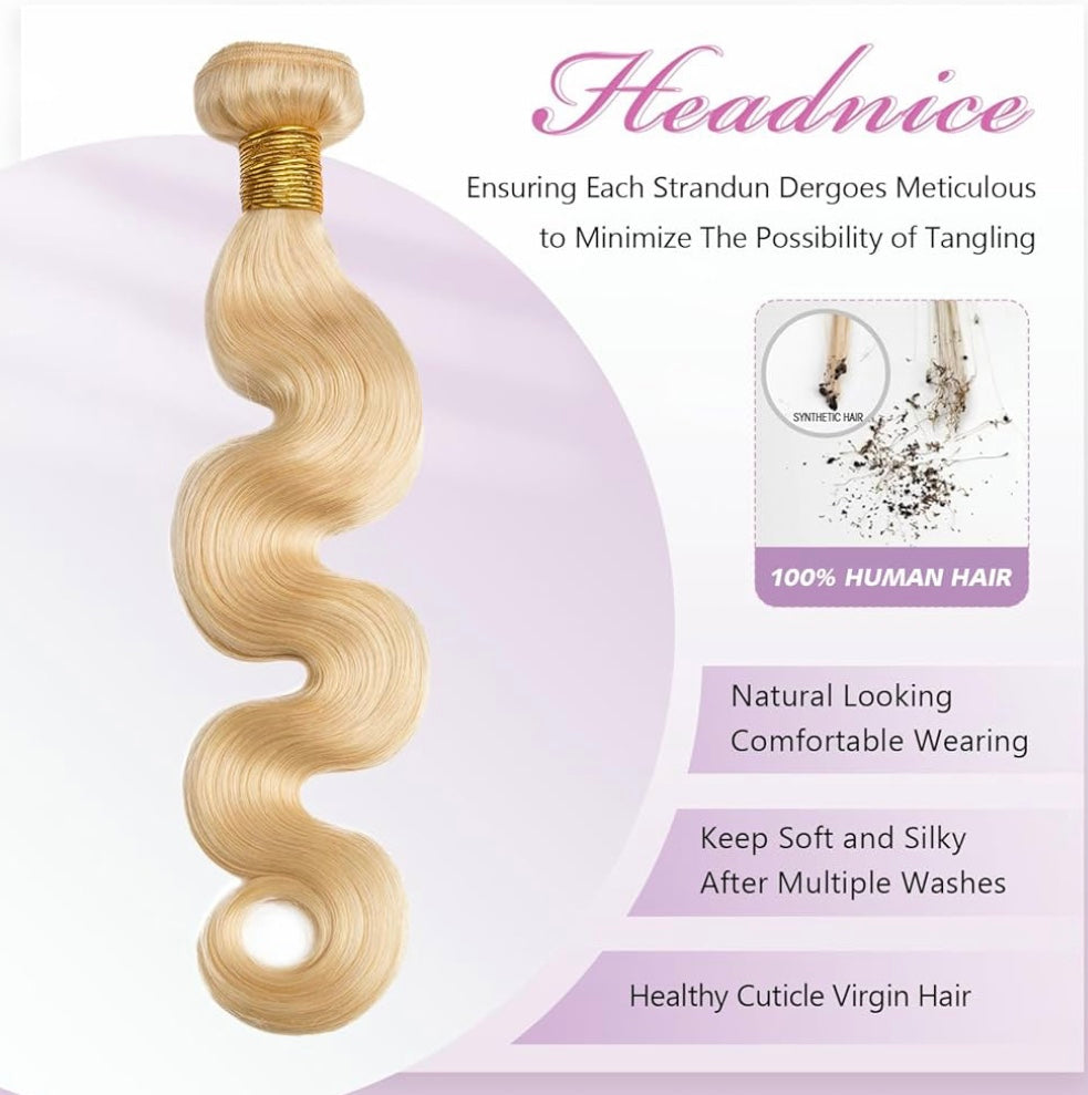 B&B EXPRESS GOLD 100% BRAZILIAN BODY WAVE VIRGIN HUMAN HAIR COLOR 613, 14"