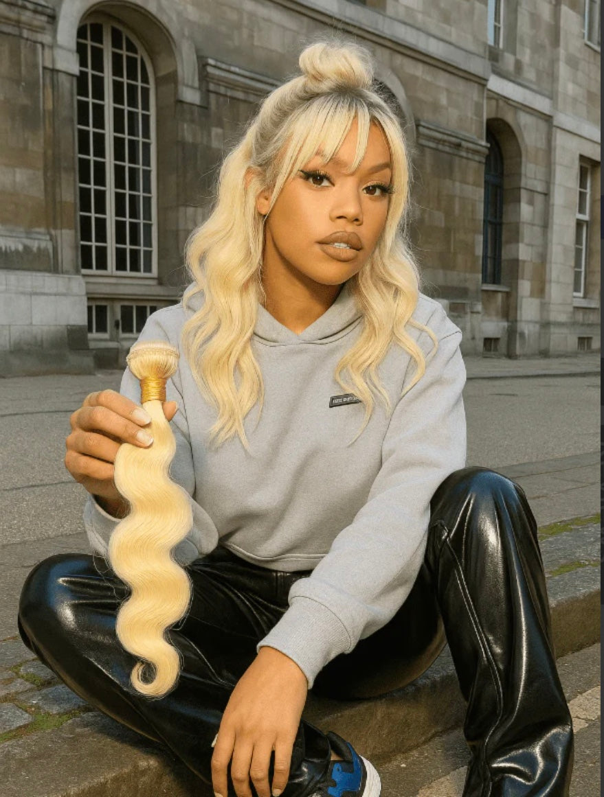 B&B EXPRESS GOLD 100% BRAZILIAN BODY WAVE VIRGIN HUMAN HAIR COLOR 613, 14"