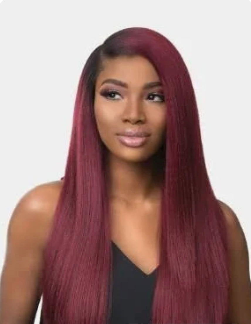 SENSATIONNEL KINKY STRAIGHT 18,20,22 INSTANT WEAVE WIG COLOR T1B/BG
