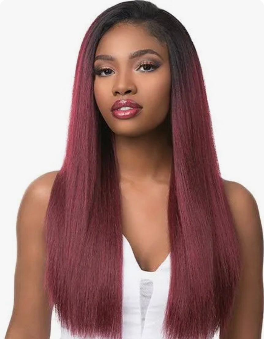 SENSATIONNEL KINKY STRAIGHT 18,20,22 INSTANT WEAVE WIG COLOR T1B/BG