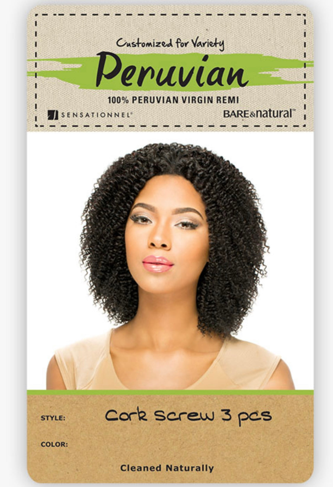 PERUVIAN 100% VIRGIN REMI BUNDLE HAIR BARE & NATURAL - CORK SCREW 10S 3PCS