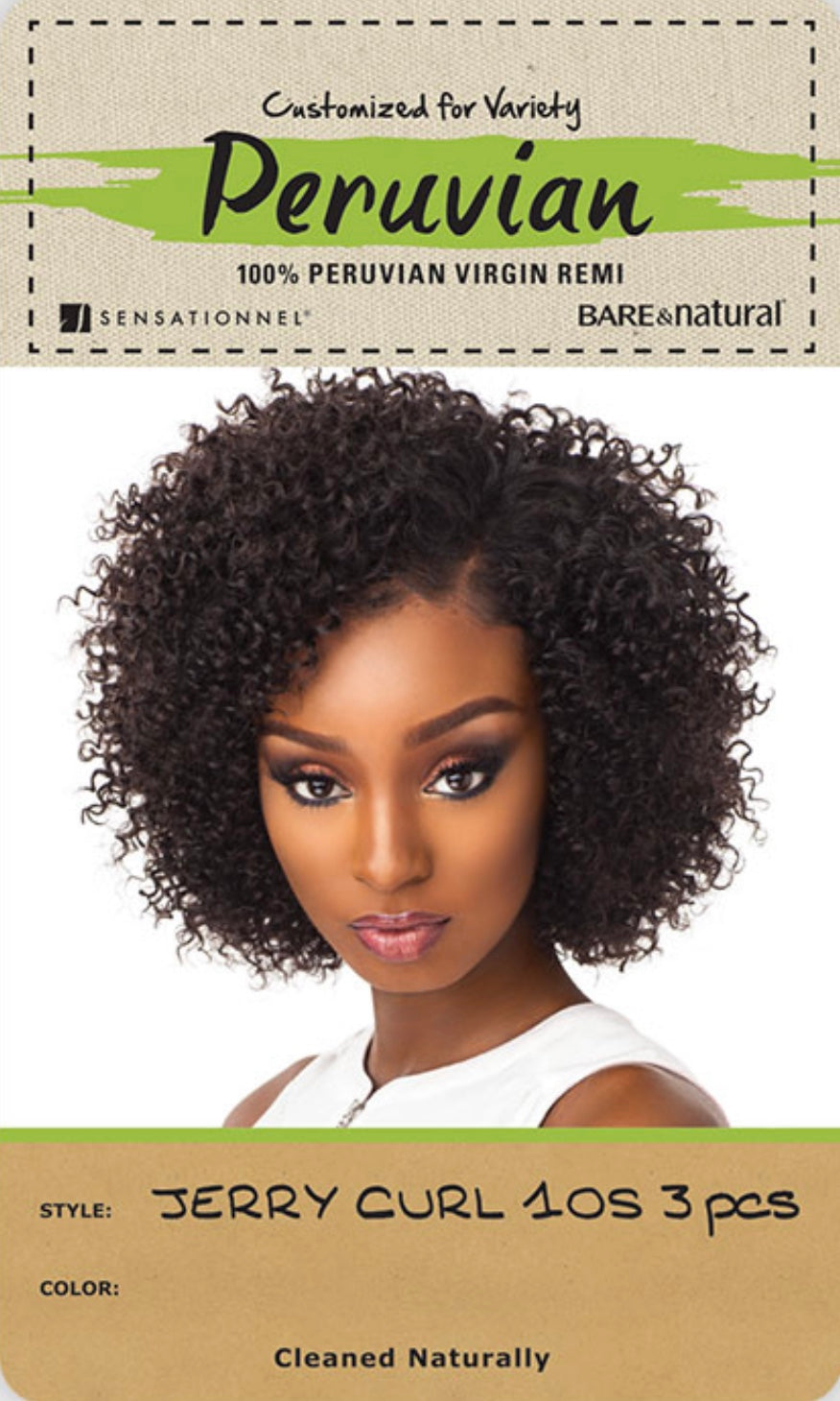 PERUVIAN 100% VIRGIN REMI BUNDLE HAIR BARE & NATURAL - JERRY CURL 10S 3PCS