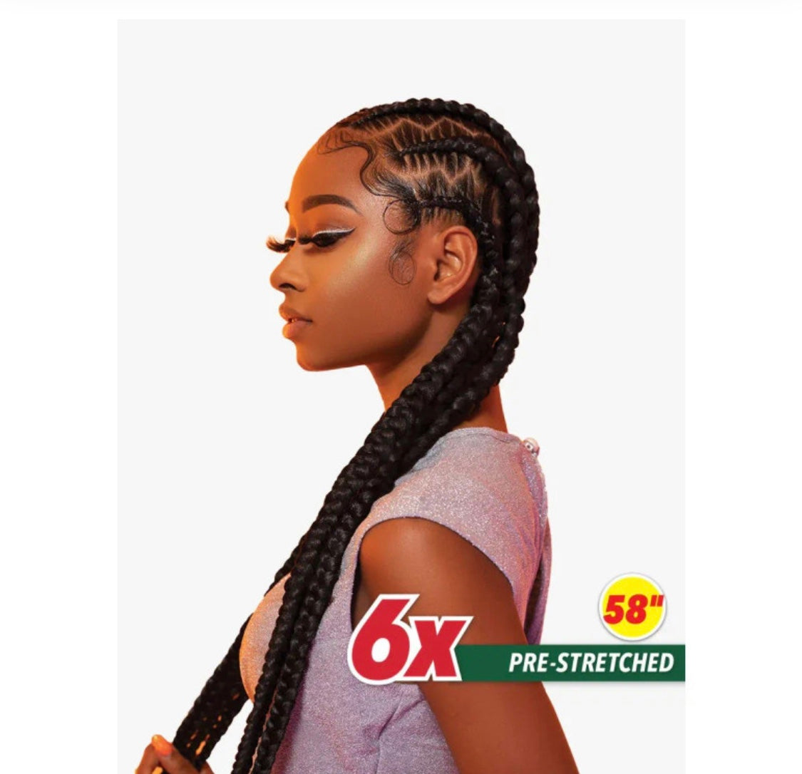 6x X-PRESSION PRE-STRETCHED BRAID 58″