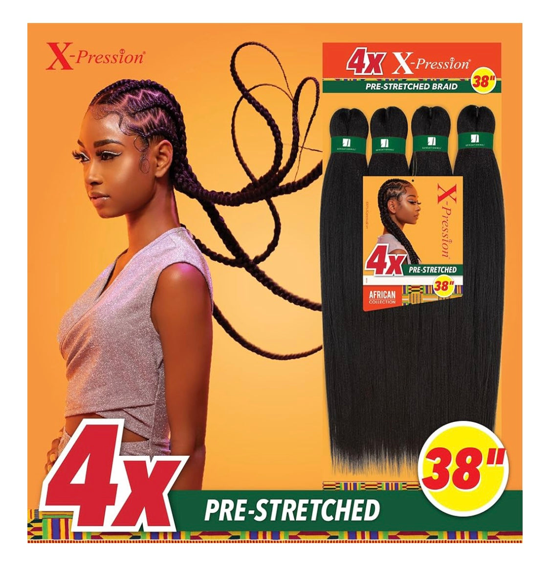 4x X-PRESSION PRE-STRETCHED BRAID 38"