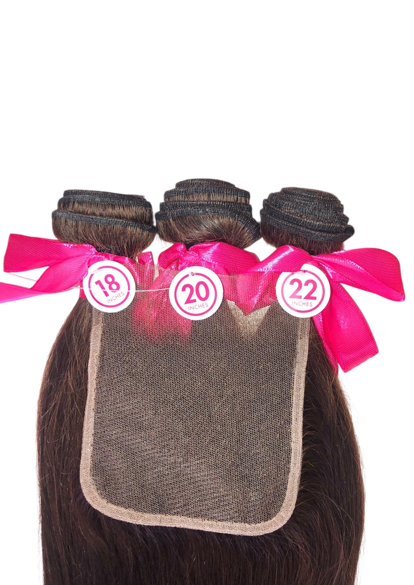 LACE CLOSURE + BUNDLE DEAL, STRAIGHT 18" 20" 22", 4" x 4" HD LACE CLOSURE, COLOR (NATURAL)