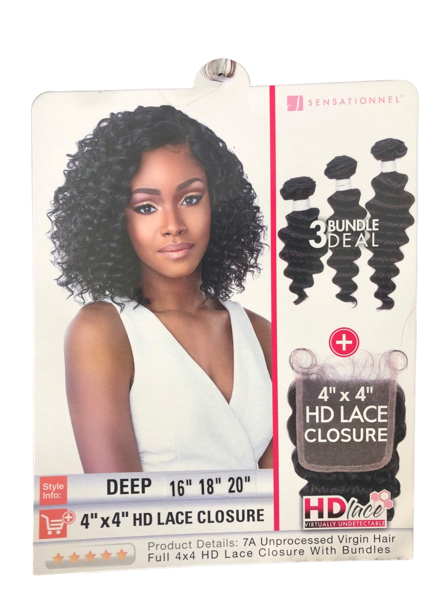 LACE CLOSURE + BUNDLE DEAL, BODY WAVE 16" 18" 20", 4"x 4" HD LACE CLOSURE, COLOR (NATURAL)
