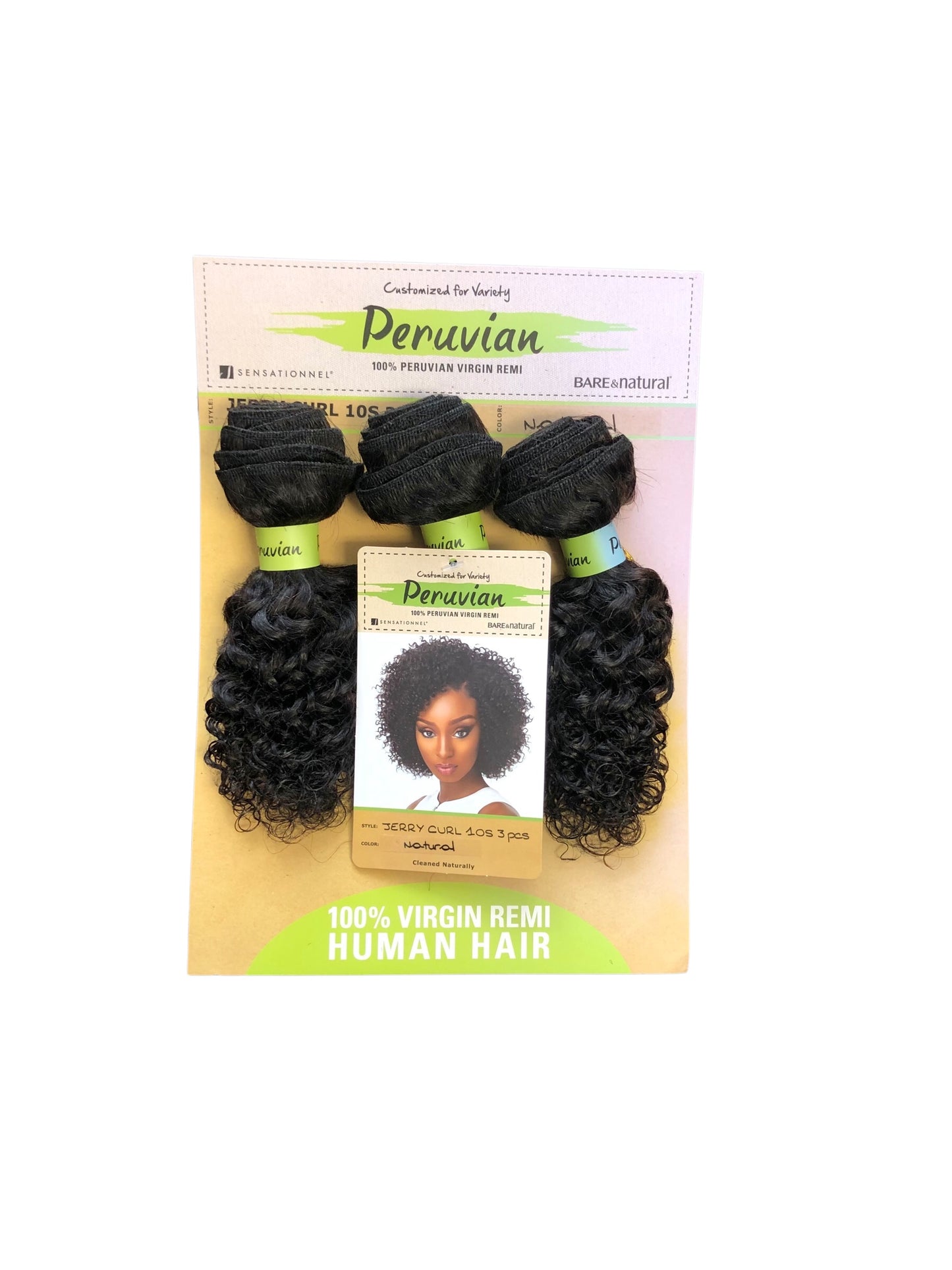 PERUVIAN 100% VIRGIN REMI BUNDLE HAIR BARE & NATURAL - JERRY CURL 10S 3PCS