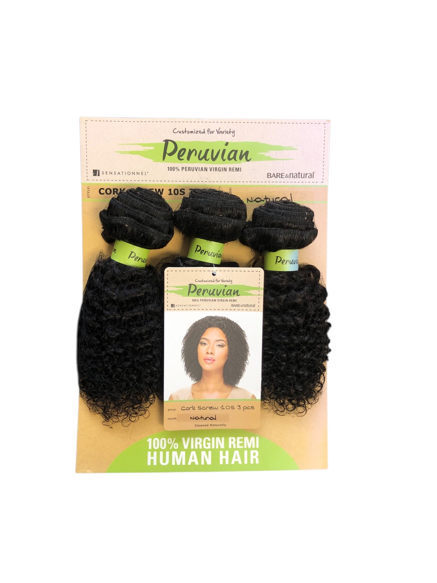 PERUVIAN 100% VIRGIN REMI BUNDLE HAIR BARE & NATURAL - CORK SCREW 10S 3PCS
