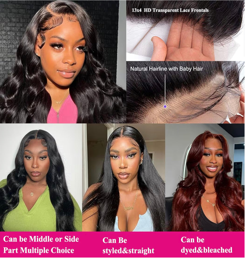 HD Lace 13x4 Frontal Wig With Baby Hair Straight 14” Natural BLK