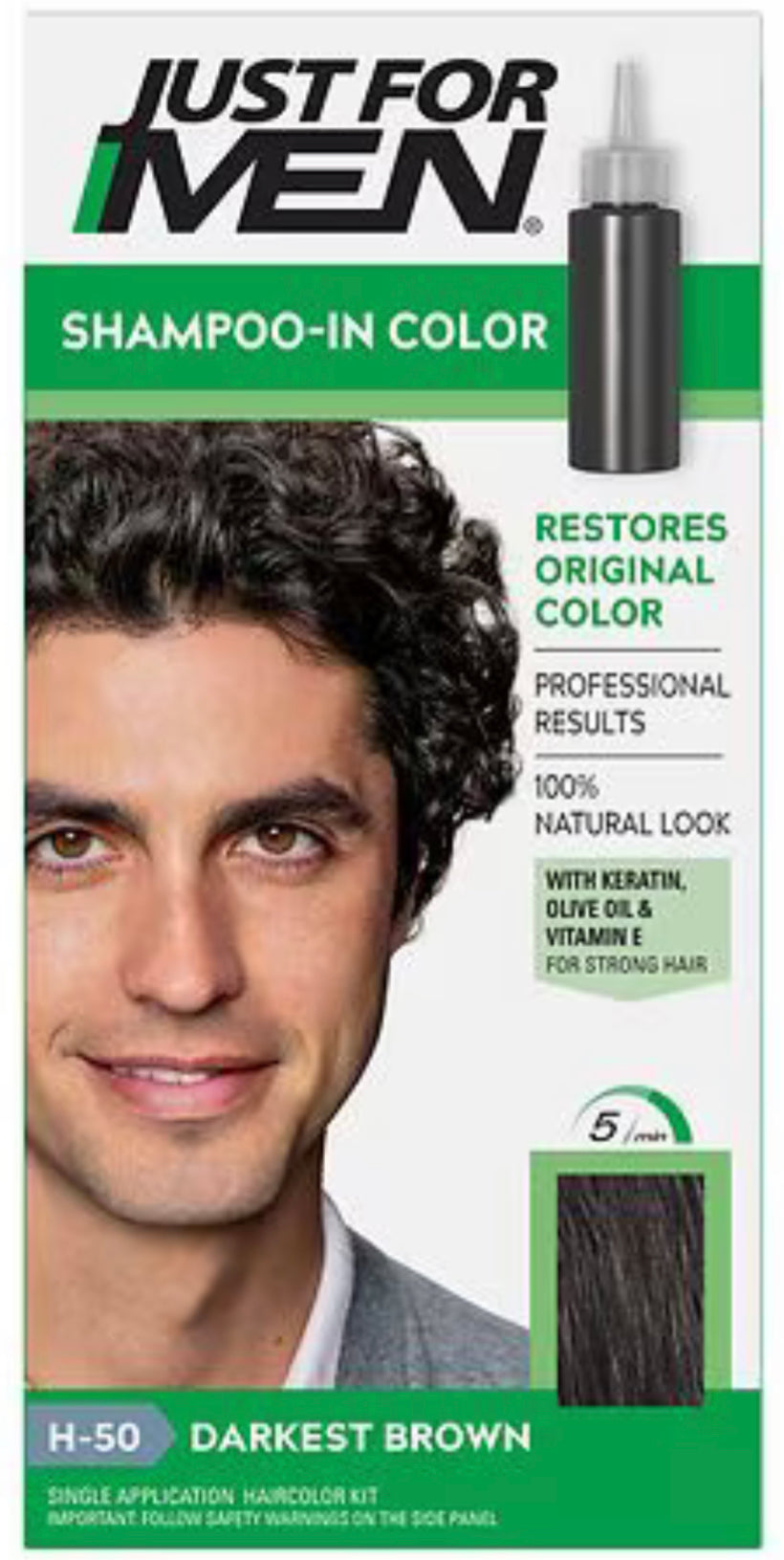 JUST FOR MEN SHAMPOO-IN COLOR, DARKEST BROWN, H-50
