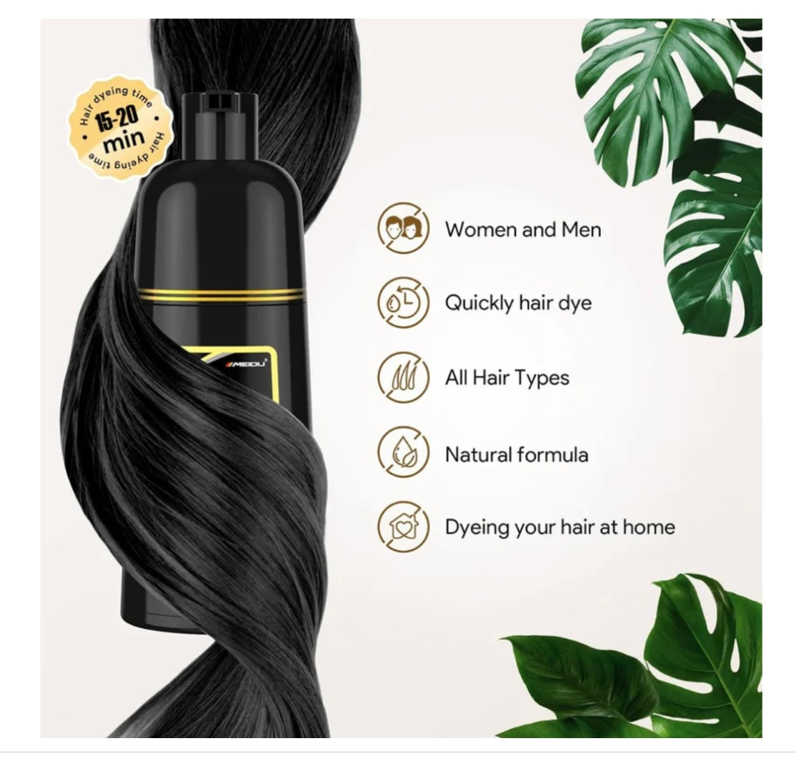 MEIDU Black Hair Dye Shampoo for 100% Gray Hair Coverage