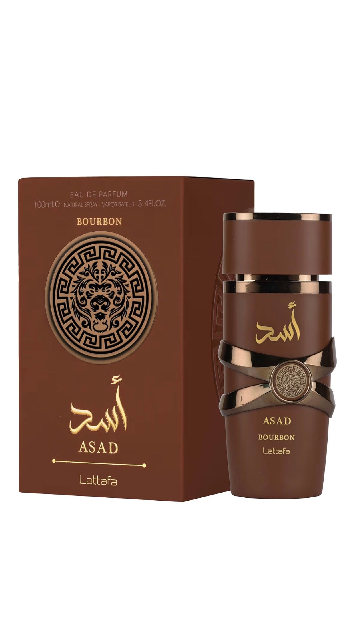 Lattafa Asad Bourbon for Unisex Eau de Parfum Spray, 3.4 Ounce / 100 ml