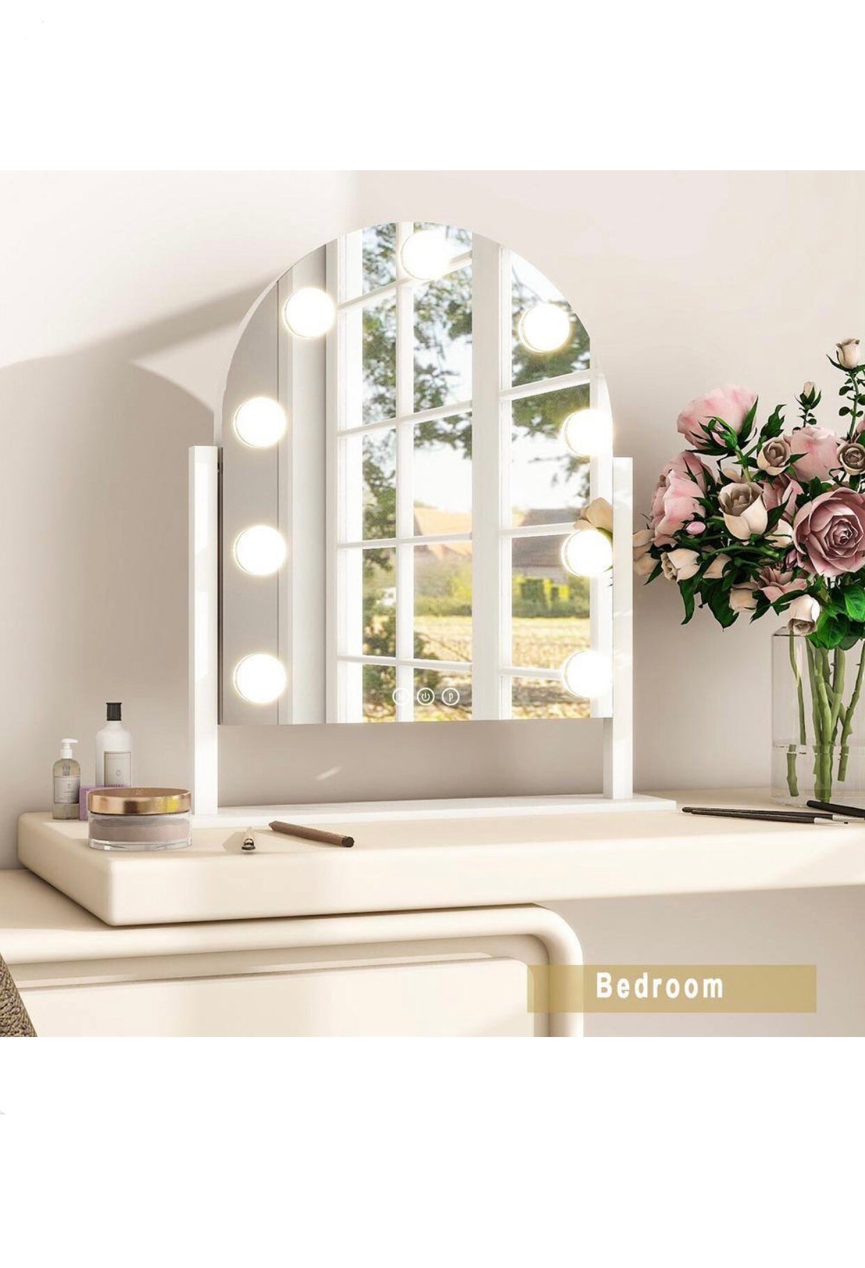 11 in. W x 13 in. H LED Light Arch Metal Framed Makeup Vanity Mirror White Hollywood Mirror