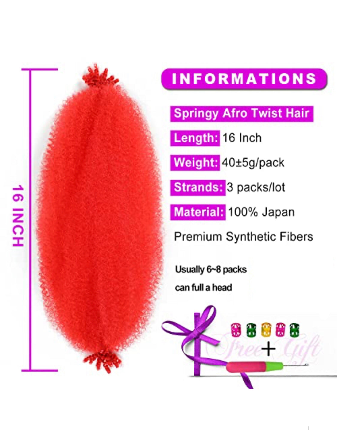 Outre X-Pression - Twisted Up - Springy Afro Twist 16-Inch 3X (BRIGHT RED)