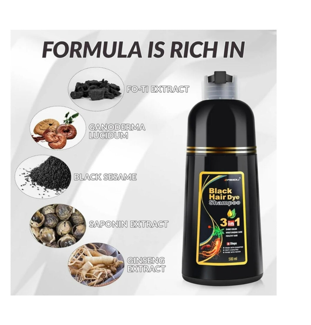 MEIDU Black Hair Dye Shampoo for 100% Gray Hair Coverage