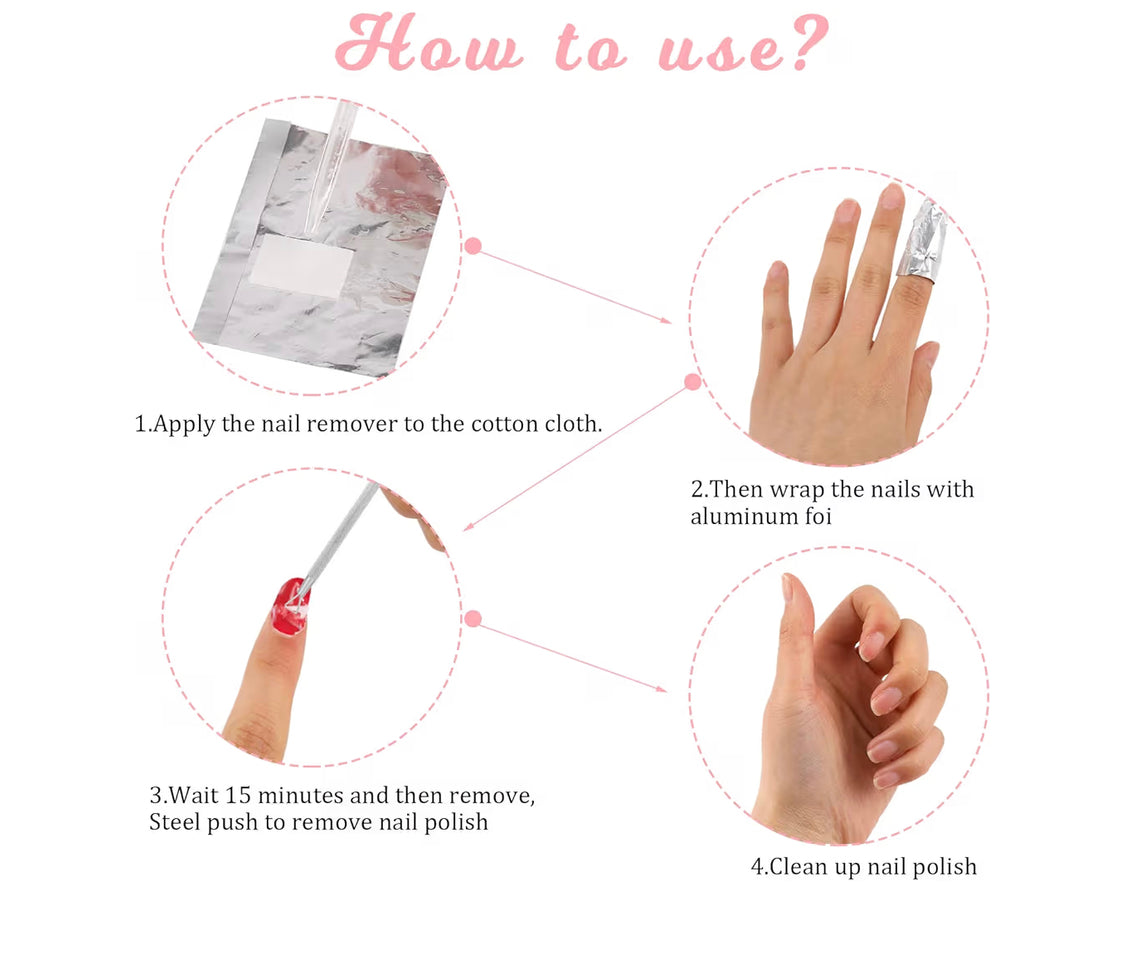 LOOKS NAIL FOIL WRAPS FOR SOAK OFF GEL POLISH REMOVER 200PCS/BOX