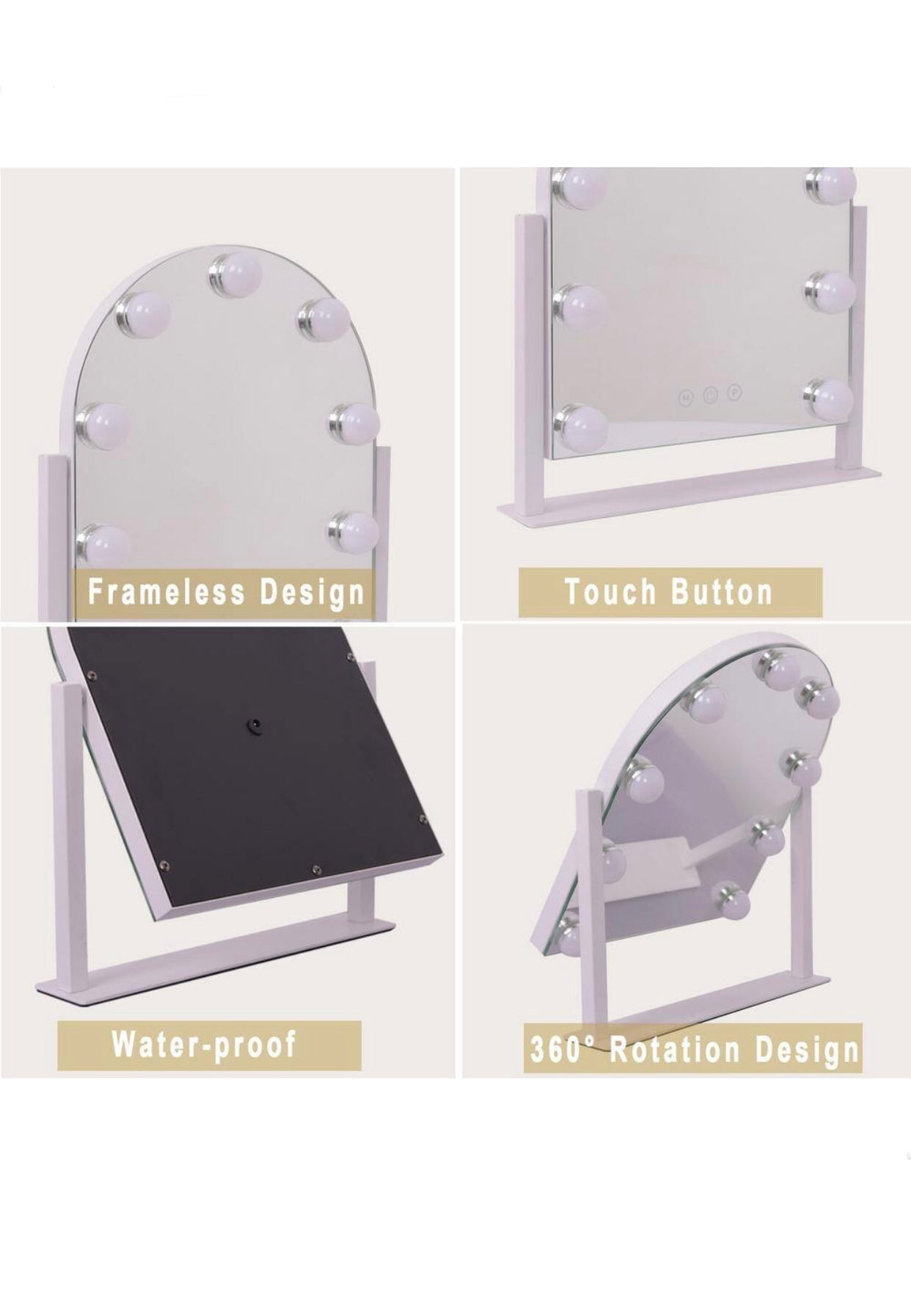 11 in. W x 13 in. H LED Light Arch Metal Framed Makeup Vanity Mirror White Hollywood Mirror
