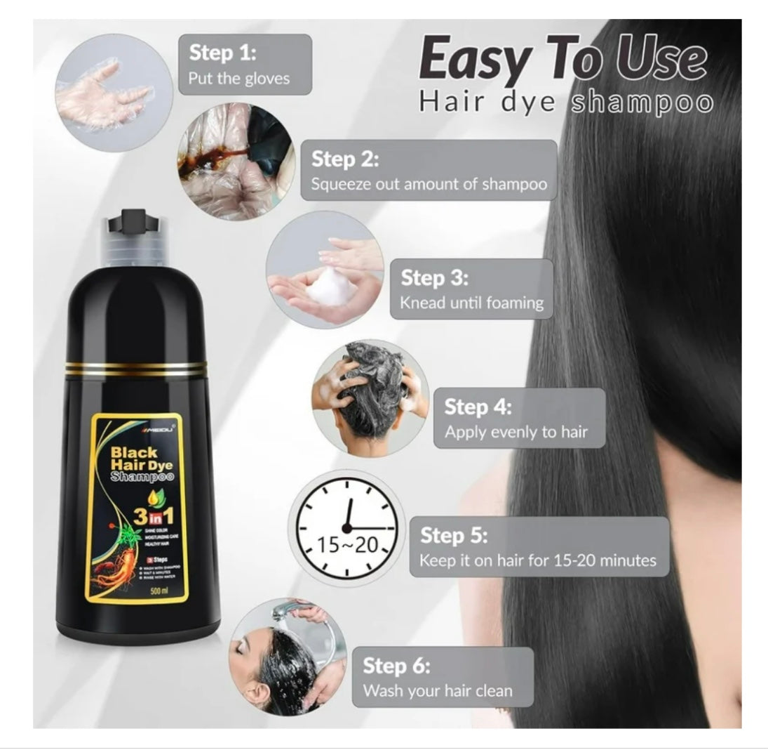 MEIDU Black Hair Dye Shampoo for 100% Gray Hair Coverage