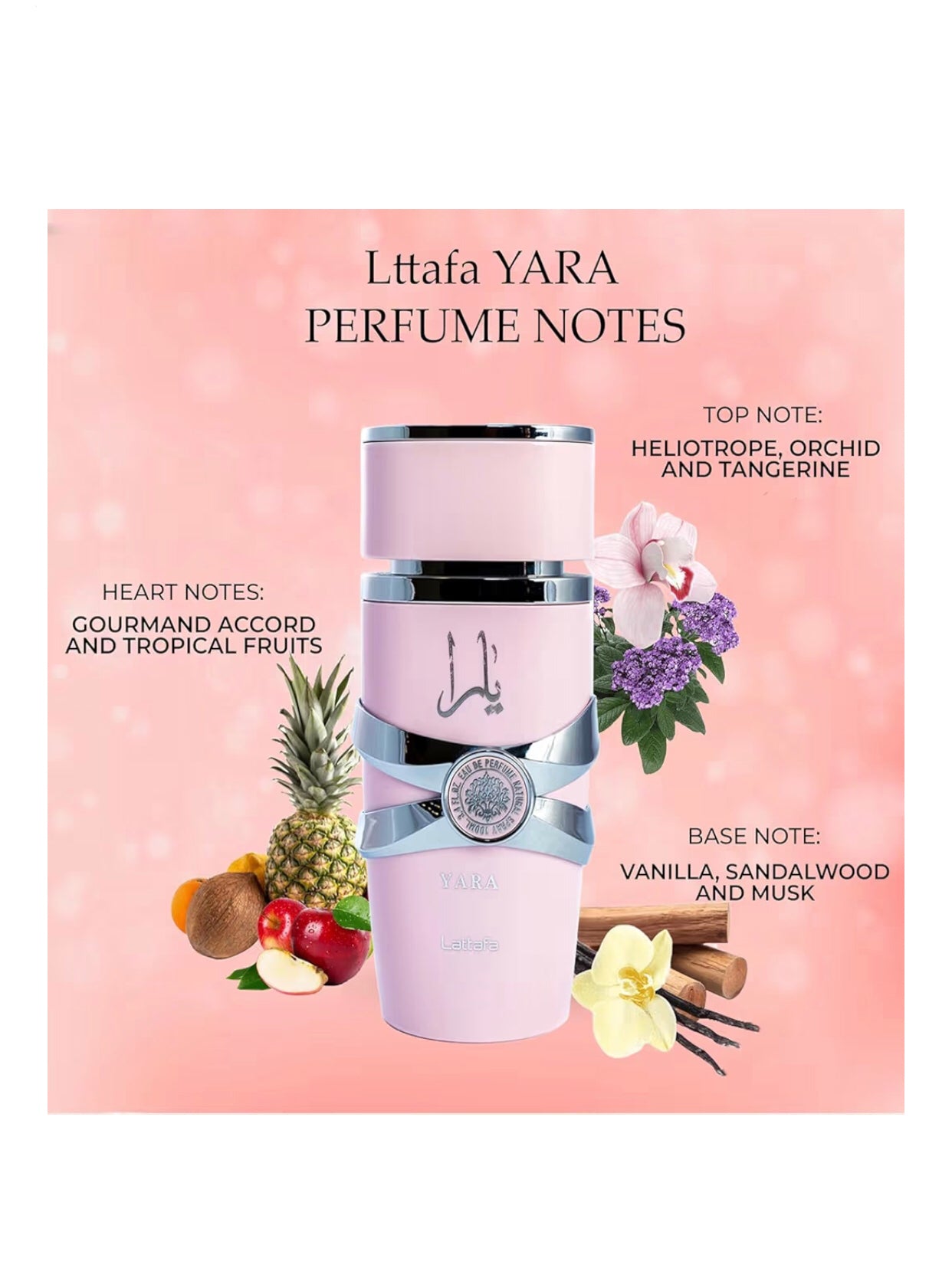 Pink Lattafa Yara Eau de Parfum, (3.4 Fl. oz)