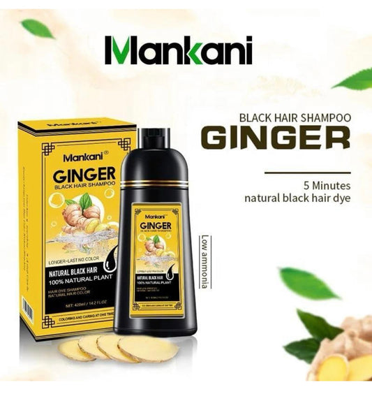 Ginger Black Hair Shampoo 500ml 16.9 fl oz. Longer-Lasting Color Natural Plant Extract