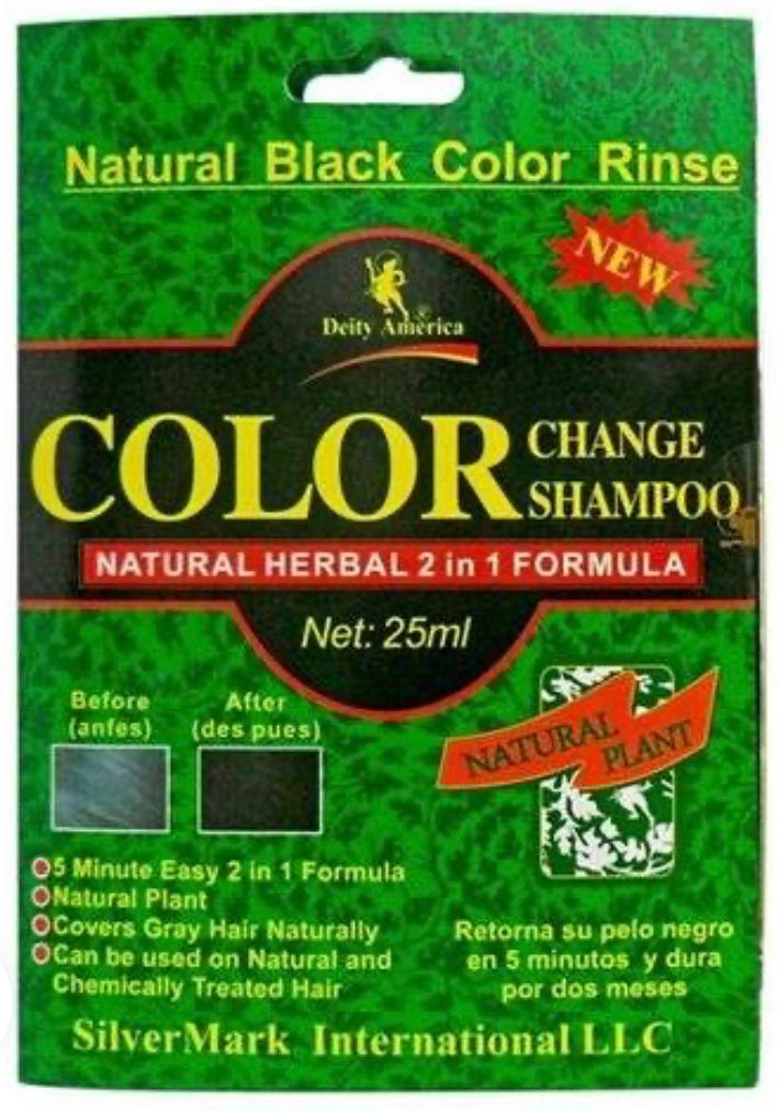 DEITY NATURAL HERBAL PLANT 2 in 1 FORMULA HAIR COLOR CHANGE SHAMPOO PACKET, BLACK, 1 EA, SIZE: 25ML
